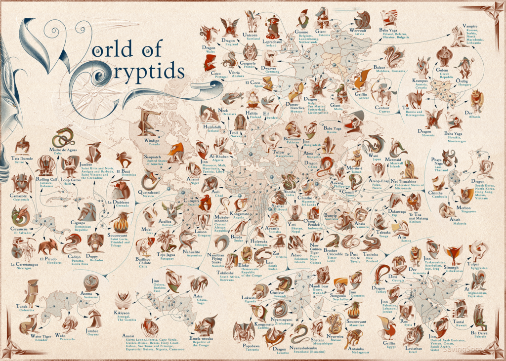 mapa muestra las criaturas mitológicas más famosas del mundo - 1