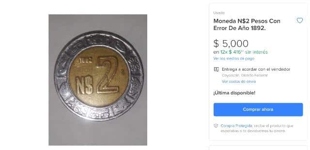 en esto podrías vender tus monedas de 2 pesos en internet por un pequeño error - 2