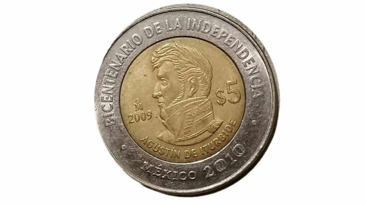 moneda 5 pesos de agustín de iturbide