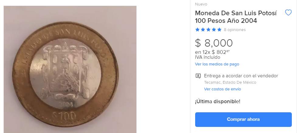 monedas de 100 pesos de san luis potosí, esto valen en internet - 4