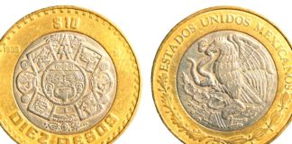 monedas conmemorativas de 10 pesos