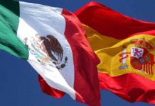 Banderas de México y España