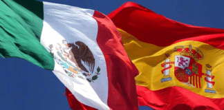 Banderas de México y España