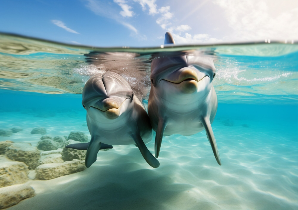 Delfines saludando a la cámara
