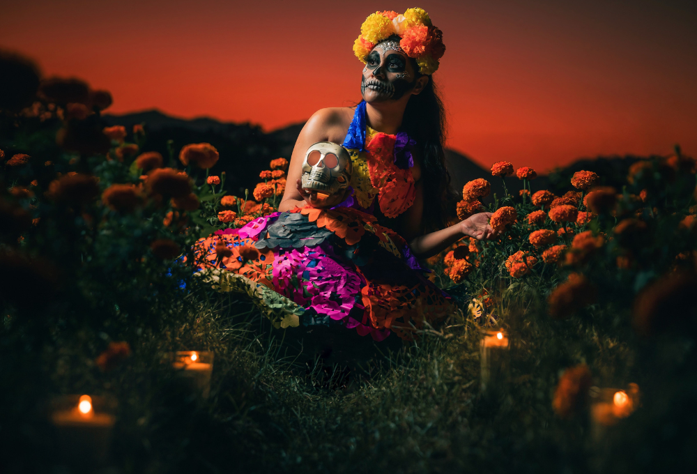 Día de muertos. Mujer posando.