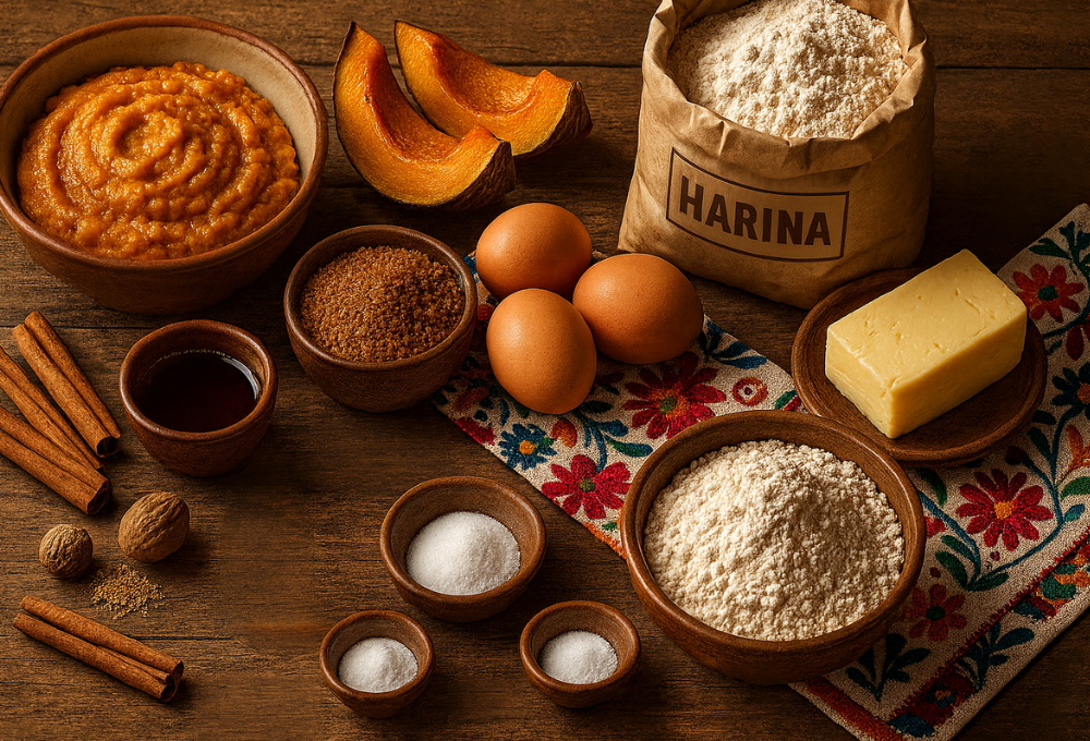 Receta tradicional de pan de calabaza (paso a paso) Ingredientes.