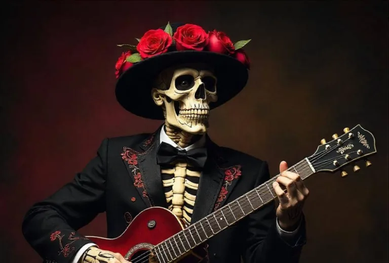 Calavera como un símbolo de música en el Día de Muertos
