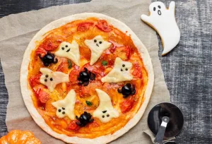 pizzas hechas en casa para el Día de Muertos o el Halloween