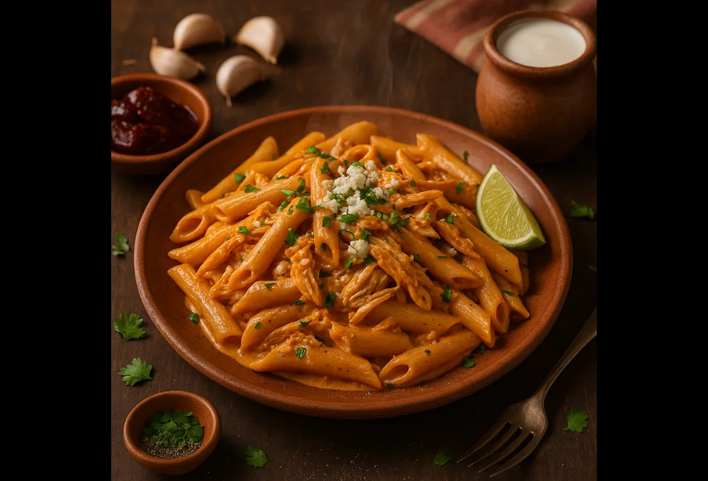 World Pasta Day a la mexicana: ¡3 recetas sencillas y rápidas con ingredientes locales para celebrar!. Pasta con salsa de chipotle y pollo deshebrado