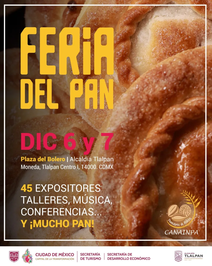 La Feria del Pan 2025 llegará a Tlalpan con conchas, cuernos, orejas, chocolatito caliente y antojitos que debes probar. Aquí te contamos la fecha, ubicación y todo lo que necesitas para planear tu visita.