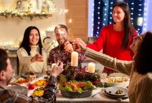 Cena navideña con la familia