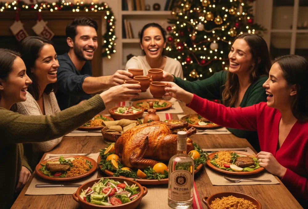Maridar pavo navideño con bebidas bien mexicanas. Mezcal.
