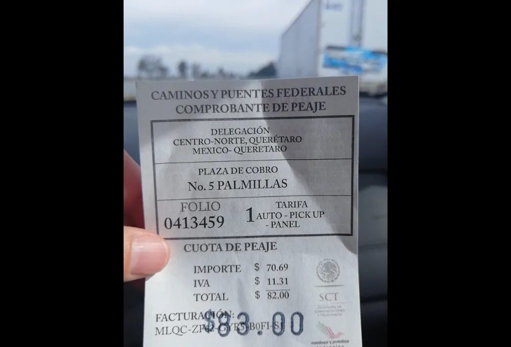 Ticket de pago en caseta CAPUFE carretera