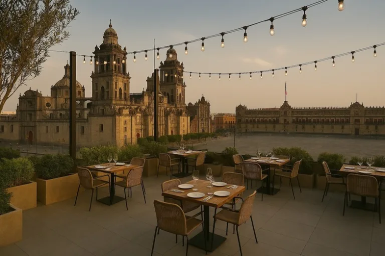 Una terraza elegante en el corazón de la Ciudad de México se convierte en el escenario ideal para celebrar el Día de las Madres, con vistas icónicas, ambiente sofisticado y una experiencia gastronómica inolvidable/Foto: Copilot