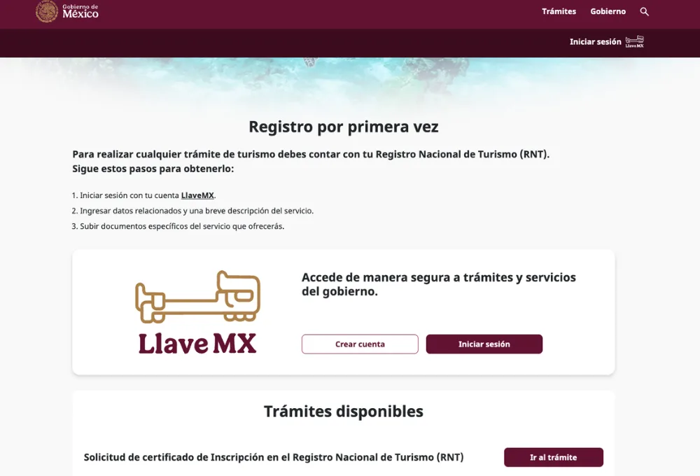 Ventanilla de Trámites de Turismo. Sitio web.